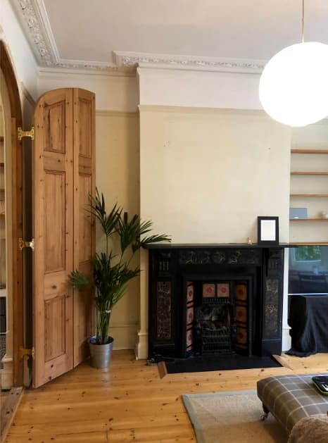 Fireplace & Living Room Walls Before Painting